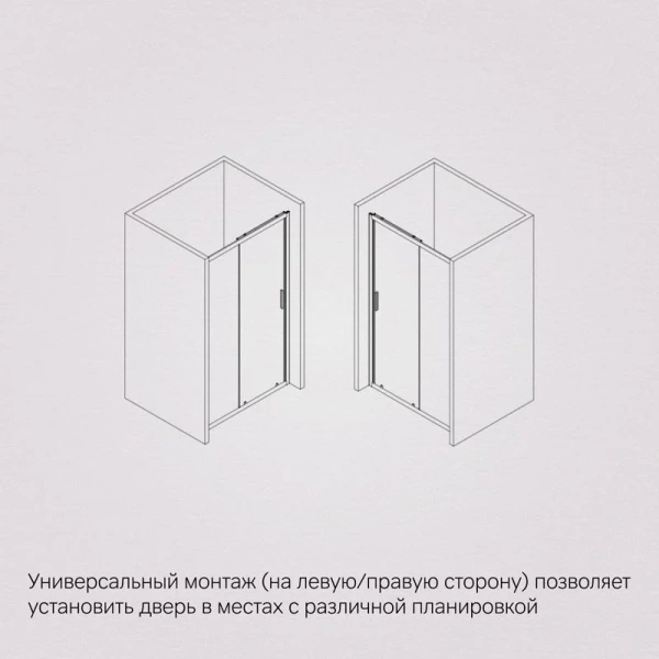 Душевая дверь в нишу AM.PM Gem Solo 120 см профиль хром стекло тонированное W90G-120-1-195MG (детальная фотография), 120 см