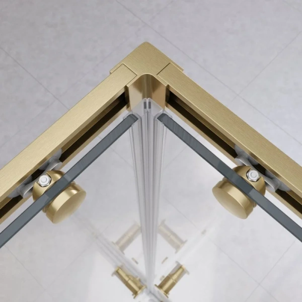 Душевой уголок Cezares Relax 120x90 см профиль брашированное золото стекло прозрачное RELAX-304-AH-2-120/90-C-BORO (детальная фотография), 120х90