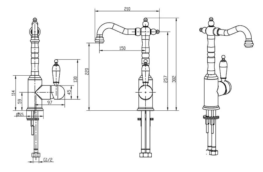Смеситель для раковины Boheme Crystal хром 262-CRST (детальная фотография), для раковины