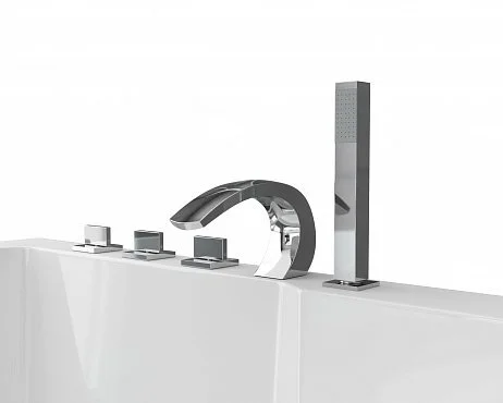 Ванна акриловая Grossman 150x150 см белая GR-15000 (детальная фотография), с гидромассажем, со смесителем на борту, большие