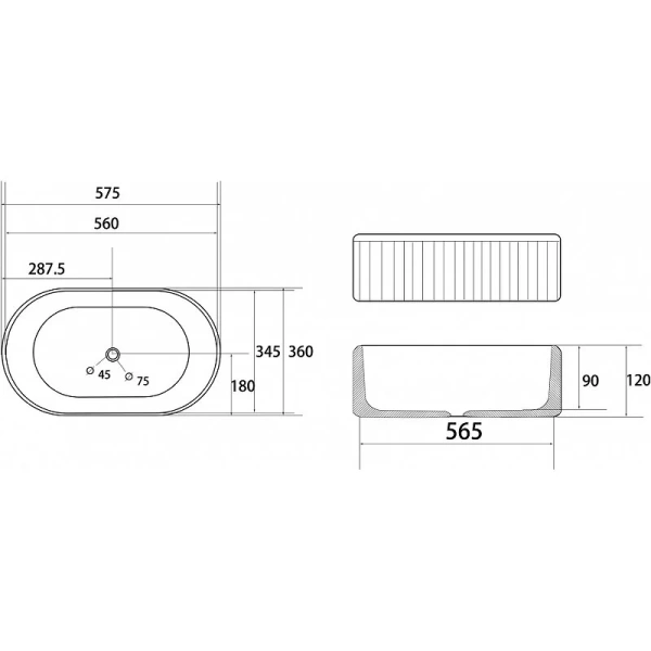 Раковина Abber Bequem 60 см белая AC2116 (детальная фотография), современные, hi-tech