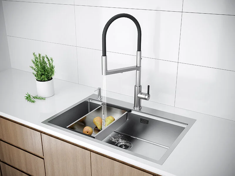 Мойка для кухни Paulmark Vast-Pro 75 см брашированная нержавеющая сталь PM707551-BS (детальная фотография), без крыла