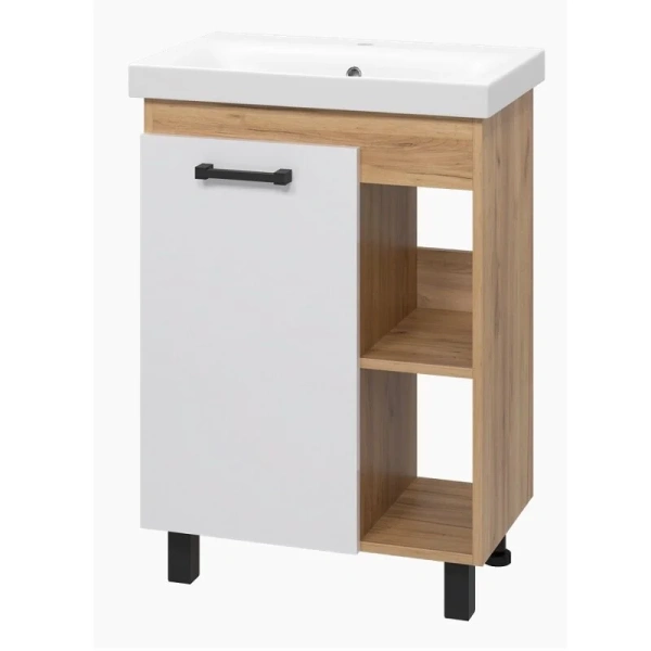 Тумба с раковиной напольная Misty Крафт 60 см с дверцей (детальная фотография), напольная, пристенная