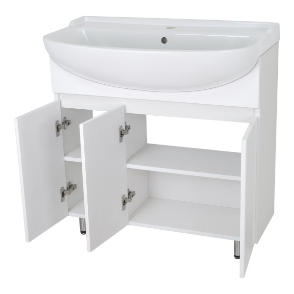 Тумба под раковину напольная Misty Амур 80 см с дверцами Э-Аму01080-021Н (детальная фотография), современная, hi-tech