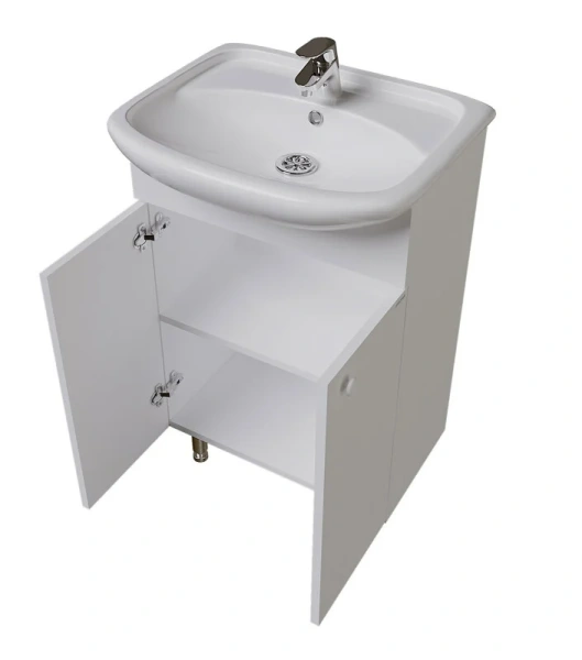 Тумба с раковиной напольная Grossman Крит-Эко 51 см с распашными дверцами (детальная фотография), современная, hi-tech