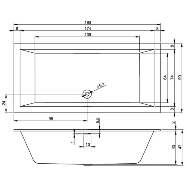Акриловая ванна Riho Rething Cubic Plug & Play, B109012005, 190 x 90 см, литые панели, левая, цвет белый (детальная фотография), акриловые