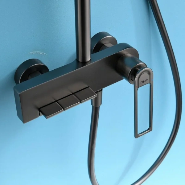 Душевая стойка Black&White Universe оружейная сталь 9900MG (детальная фотография), со смесителем