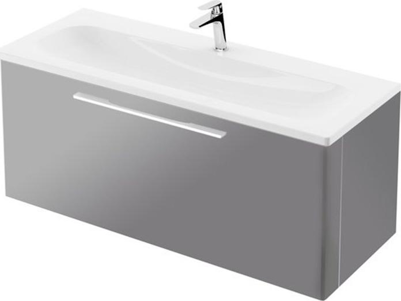 Тумба с раковиной подвесная Ravak SD 1000 Ring 100 см (детальная фотография), белая, серая