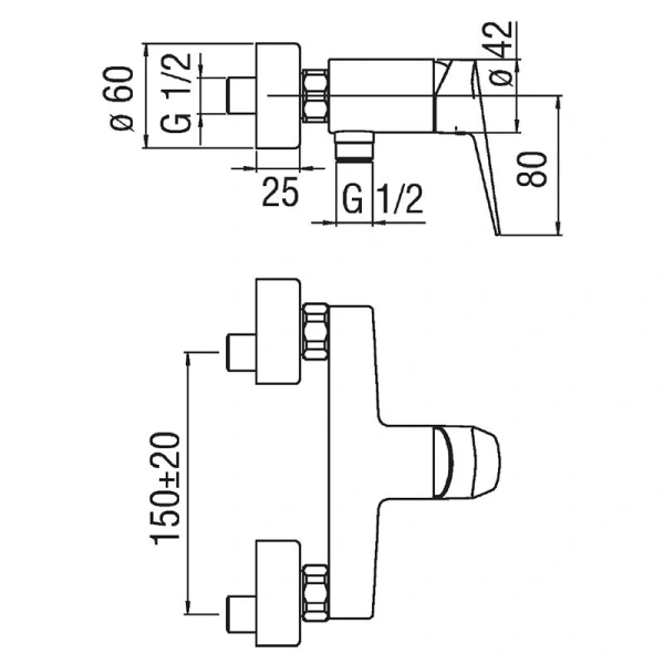 Смеситель для душа Nobili Blues однорычажный BS101130CR (детальная фотография), для душа