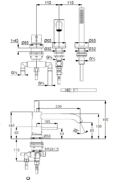 Смеситель для ванны Kludi Bozz хром 384480576 (детальная фотография), для ванны