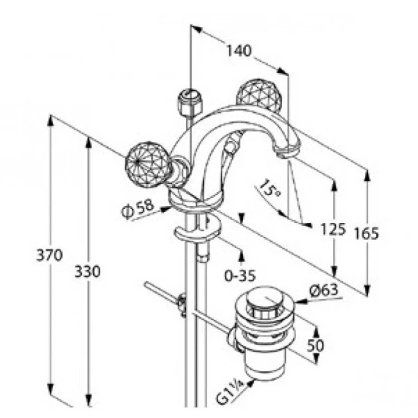 Смеситель для раковины Kludi 1926 хром 5101005G5 (детальная фотография), для раковины