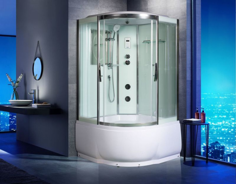 Душевая кабина WeltWasser WW500 120x120 см с гидромассажем WW500 EMMER 12055 (детальная фотография), полукруглые, четверть круга