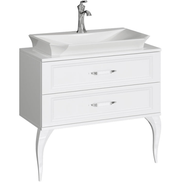 Тумба под раковину напольная Aqwella LaDonna 85 см белая LAD0108W (детальная фотография), классика, ретро, в стиле прованс