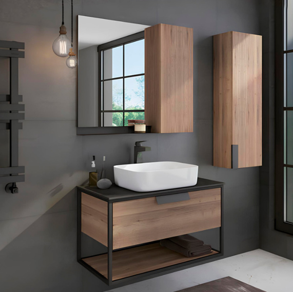 Зеркальный шкаф Comforty Кёльн 90 см дуб темный 00004147987CF (детальная фотография), в наличии