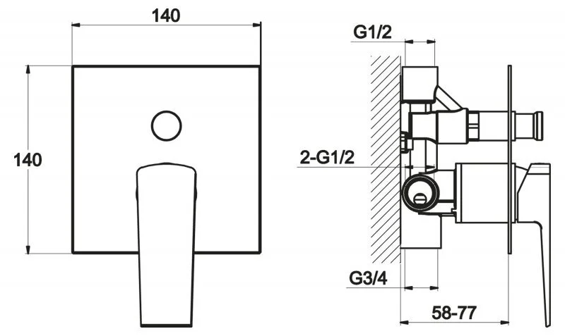 Смеситель для душа BelBagno Arlie встраиваемый ARL-BASM-CRM (детальная фотография), для душа