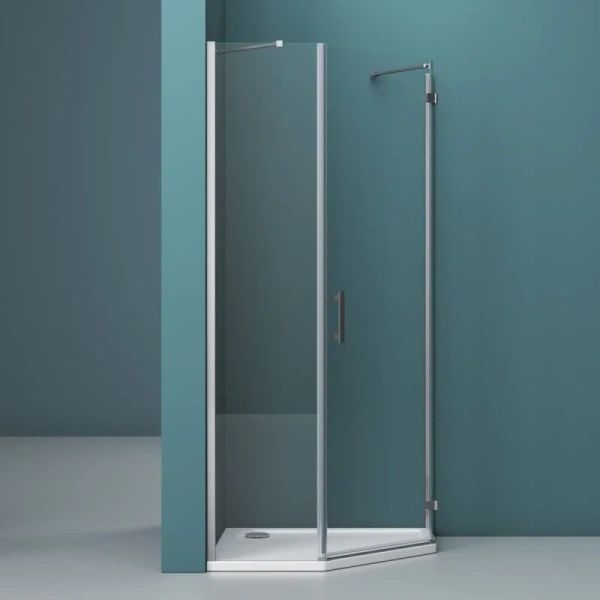 Душевой уголок BelBagno Kraft 100х100 см профиль хром левый KRAFT-P-1-100-C-Cr-L (детальная фотография), современные, hi-tech