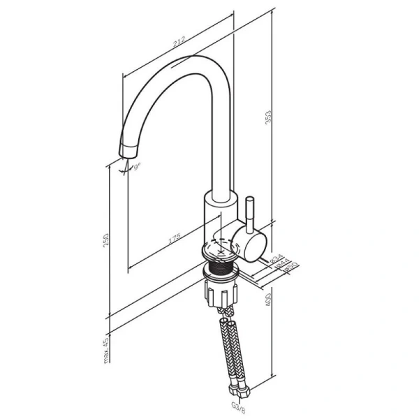 Смеситель для кухни Am.Pm X-Joy S сатин F85B07111 (детальная фотография), для кухни
