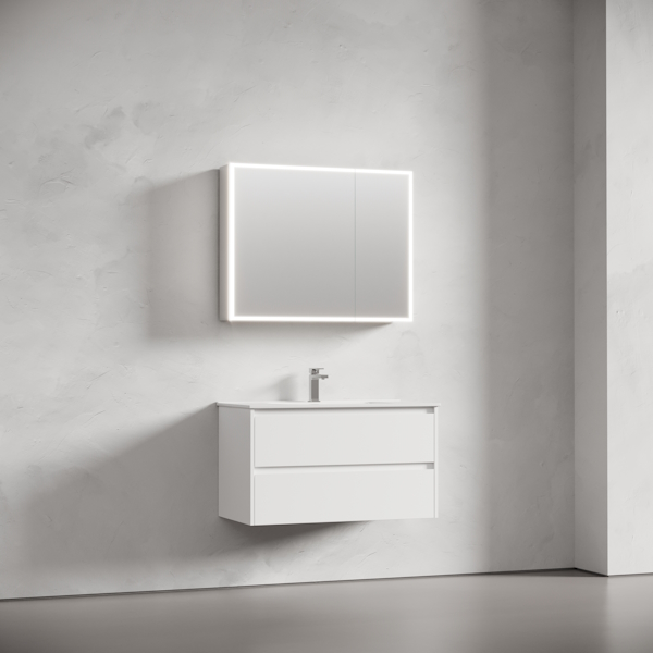 Зеркальный шкаф с подсветкой Sancos Evoke 90 см серый SC8090 (детальная фотография), в наличии