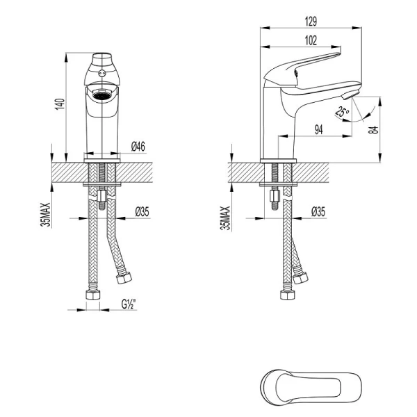 Смеситель для раковины Lemark Plus Advance однорычажный LM1231C (детальная фотография), для раковины