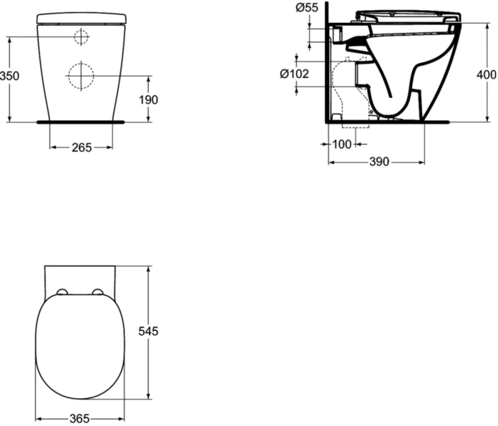 Унитаз напольный Ideal Standard Connect E8034 под скрытый бачок (детальная фотография), современные, hi-tech