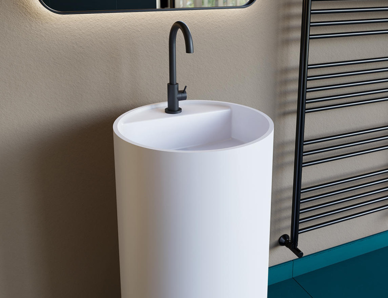 Раковина напольная Salini Armonia Top 01 белый глянцевый 130114G (детальная фотография), современные, hi-tech