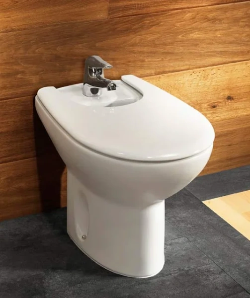 Биде напольное Roca Victoria с горизонтальным выпуском 357390000 (детальная фотография), белые