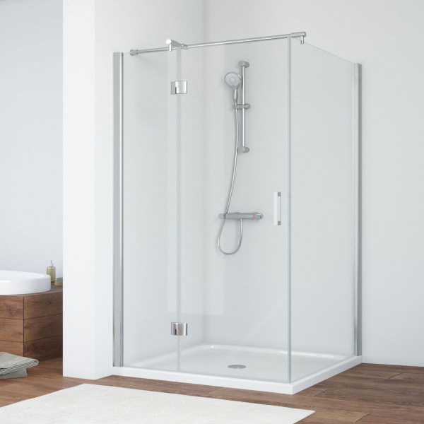 Душевой уголок профиль глянцевый хром стекло прозрачное Vegas-glass AFP-Fis TUR NOVO 120 08 01 L (детальная фотография)