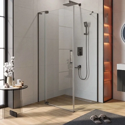 Душевой уголок Cezares Slider 100х100 см стекло прозрачное профиль оружейная сталь - фото 10