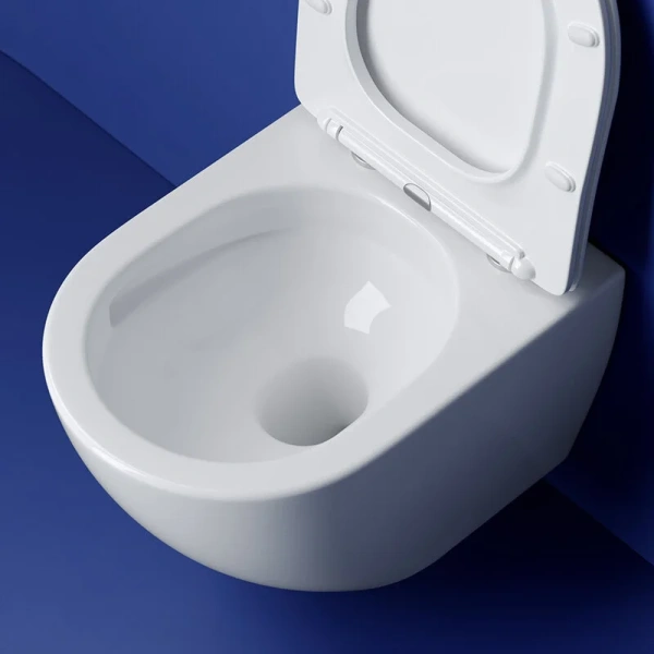 Унитаз подвесной Ceramica Nova Metropol безободковый белый CN4002T (детальная фотография), безободковые, сиденье с микролифтом 