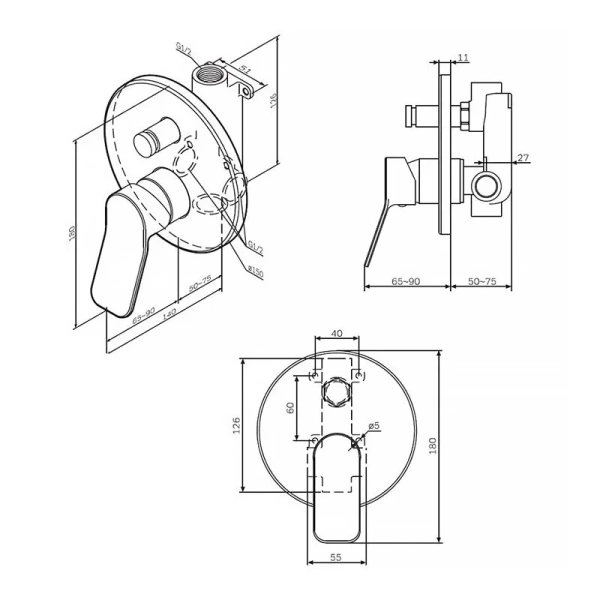 Смеситель для душа AM.PM X-Joy однорычажный F85A45000 (детальная фотография), для душа