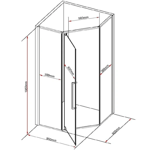 Душевой уголок Black&White Stellar Wind 90x90 см профиль черный, стекло прозрачное 815900 (детальная фотография), многоугольные