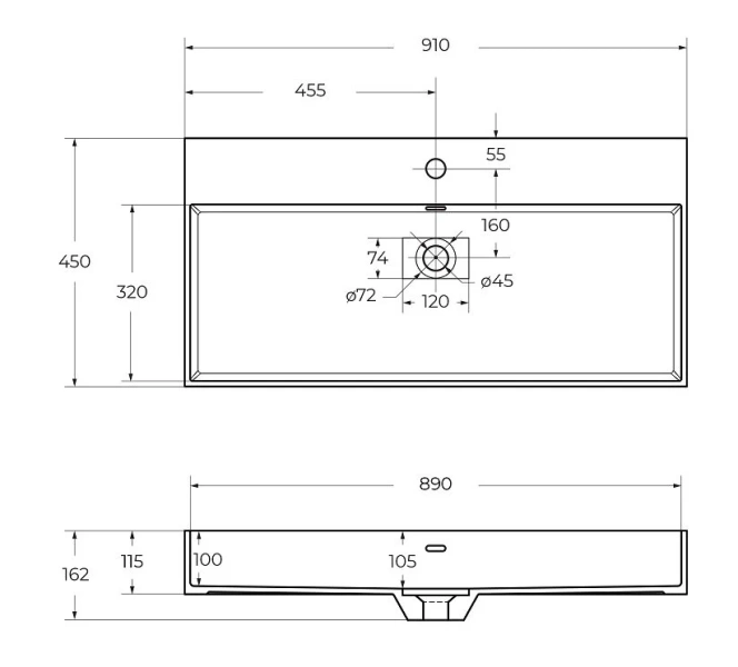 Раковина мебельная Cezares 90 см из искусственного мрамора 50263 (детальная фотография), в наличии