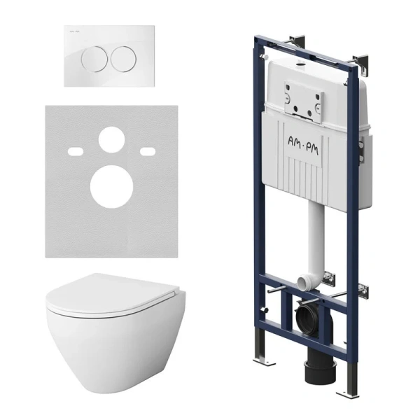 Унитаз с инсталляцией Am.Pm Spirit 2.0 кнопка белая IS100101.701700 (детальная фотография)