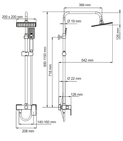 Душевая стойка WasserKRAFT хром A17702 (детальная фотография), современные, hi-tech
