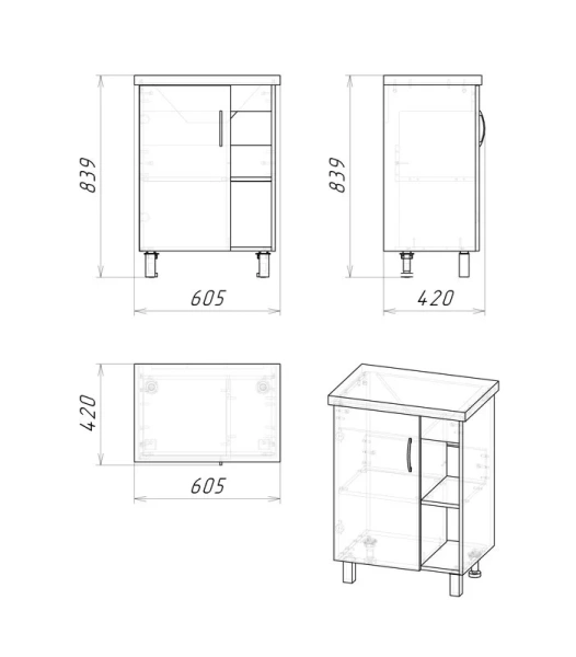 Тумба под раковину напольная Grossman Флай 60,5 см дуб сонома/серая 106002 (детальная фотография), нет в наличии