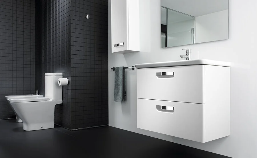 Тумба под раковину подвесная Roca The Gap 80 см белый глянец ZRU9302877 (детальная фотография), современная, hi-tech