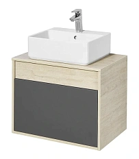 Тумба под раковину подвесная Акватон Лофт Урбан 65 см серый графит/дуб орегон