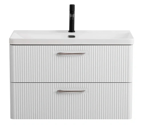 Тумба под раковину подвесная BelBagno Due 80 см белый металлик - фото 6