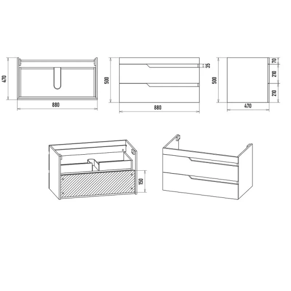 Тумба под раковину подвесная Misty Софт 90 см белая П-Соф-01090-011П2Я (детальная фотография), в наличии