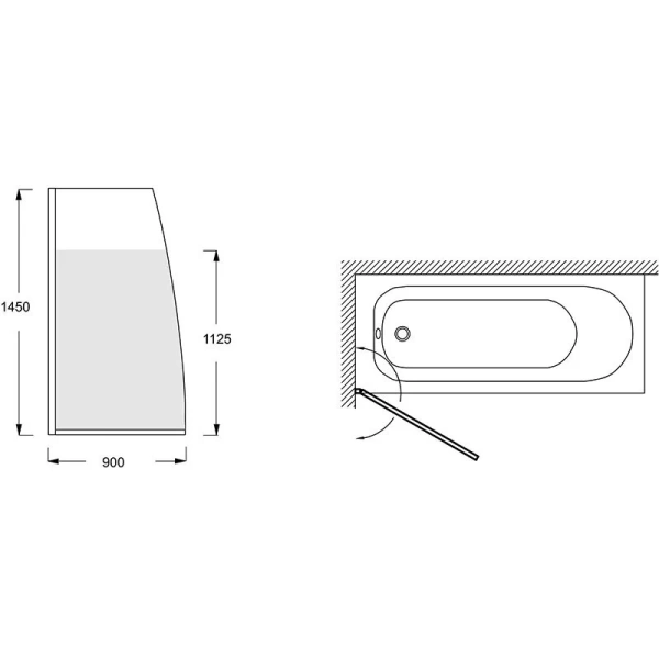 Шторка для ванны Jacob Delafon Serenity 90x145 см профиль черный E4933-BL (детальная фотография), недорогие