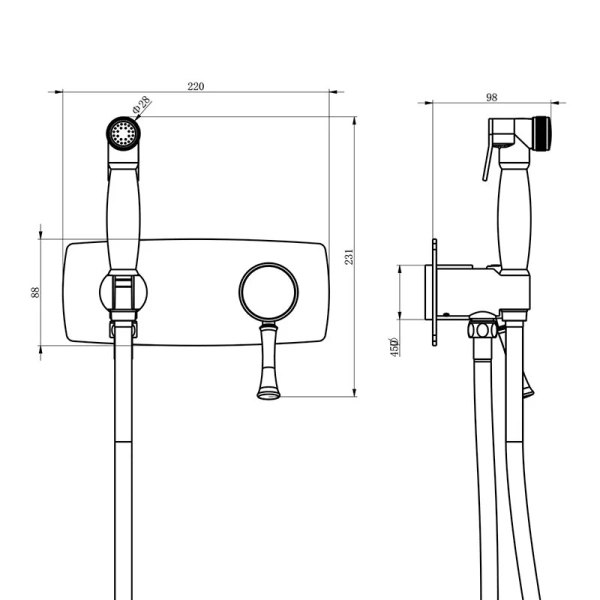 Гигиенический душ со смесителем Lemark Peretto LM6319RB (детальная фотография), для туалета
