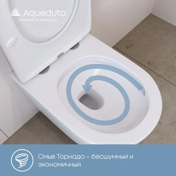 Унитаз подвесной Aqueduto CONE Plus белый глянцевый CONT0210 (детальная фотография), с горизонтальным, прямым выпуском, с прямым выпуском