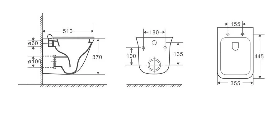 Унитаз подвесной Grossman безободковый GR-4413S (детальная фотография), современные, hi-tech
