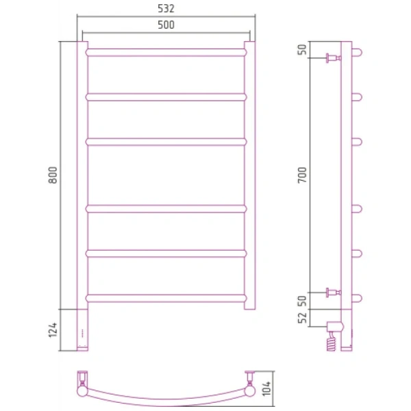 Полотенцесушитель электрический Сунержа Галант 3.0 50x80 см правый состаренная латунь 051-5801-8050 (детальная фотография), современные, hi-tech
