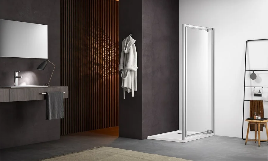 Душевая дверь Акватек 100 см профиль хром AQ ARI PI 10020CH (детальная фотография)