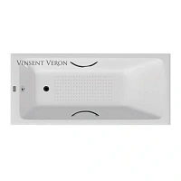 Чугунная ванна Vinsent Veron Kingston VKN1808050H/E60327CH-AS, 180 x 80 см, с антискользящим покрытием, ручки хром, цвет белый