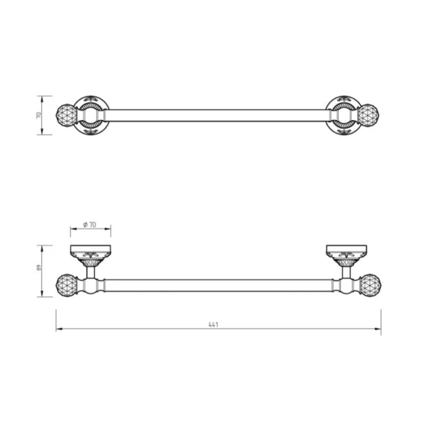 Полотенцедержатель Migliore Cristalia хром 16809 (детальная фотография), классические, ретро, с кристаллами swarovski, декорированные