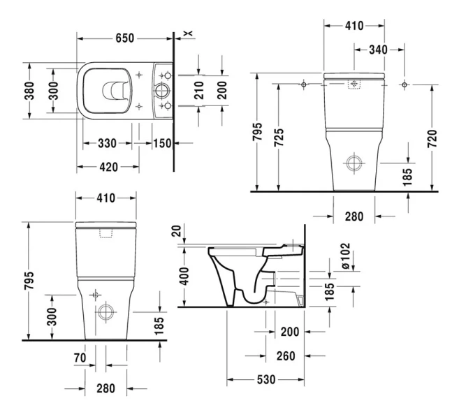 Унитаз Duravit P3 Comforts 216709 (детальная фотография), современные, hi-tech