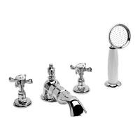 Смеситель для ванны с лейкой, 4 отверстия, хром, Devon&Devon Antique