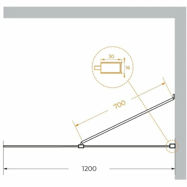Душевая перегородка Cezares Liberta 120 см стекло прозрачное, профиль хром LIBERTA-L-1-TB-120-C-Cr (детальная фотография), современные, hi-tech